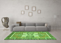 Machine Washable Abstract Green Modern Rug, wshabs3291grn