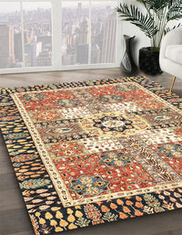 Abstract Dark Sienna Brown Modern Rug, abs3291