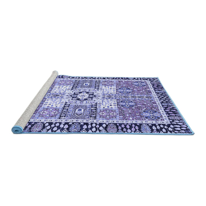 Sideview of Machine Washable Abstract Blue Modern Rug, wshabs3291blu