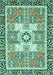 Machine Washable Abstract Turquoise Modern Area Rugs, wshabs3291turq