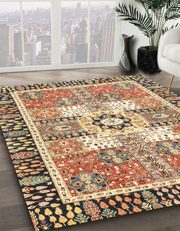 Machine Washable Abstract Dark Sienna Brown Rug in a Family Room, wshabs3291