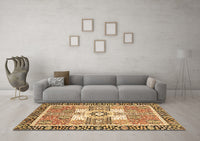 Machine Washable Abstract Brown Modern Rug, wshabs3291brn