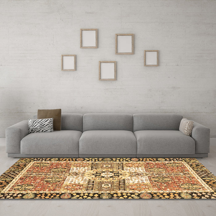 Machine Washable Abstract Brown Modern Rug in a Living Room,, wshabs3291brn