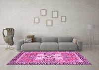 Machine Washable Abstract Pink Modern Rug, wshabs3291pnk