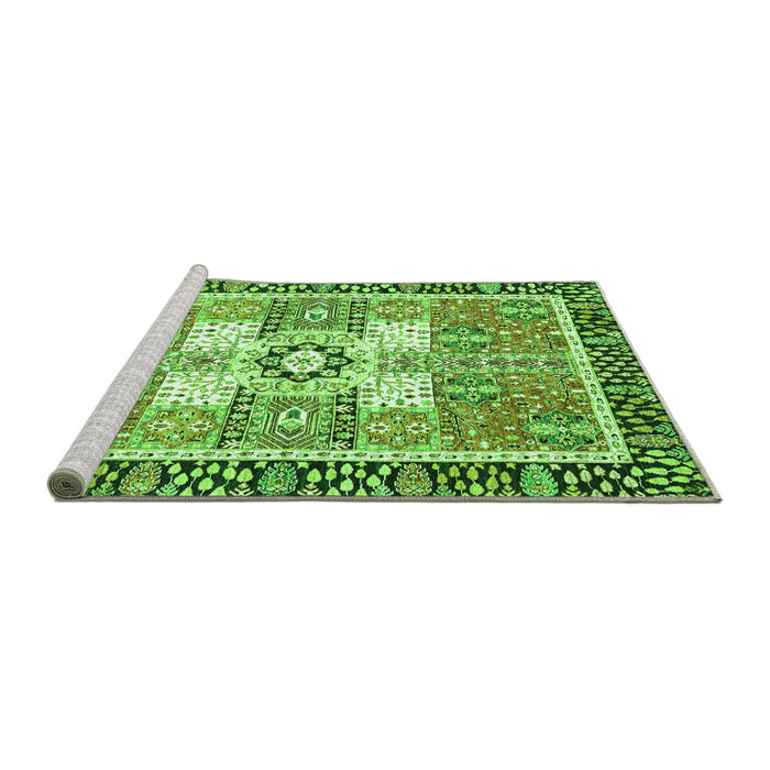 Sideview of Machine Washable Abstract Green Modern Area Rugs, wshabs3291grn