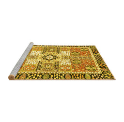 Sideview of Machine Washable Abstract Yellow Modern Rug, wshabs3291yw