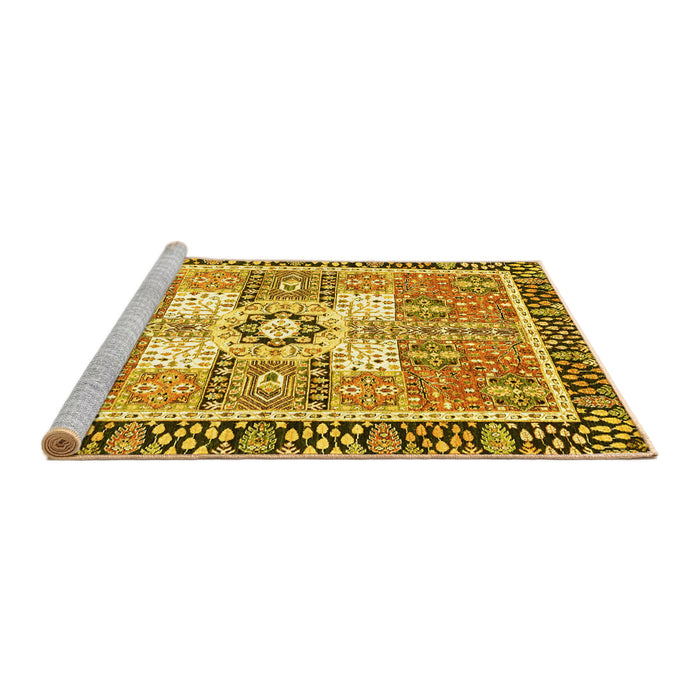 Sideview of Machine Washable Abstract Yellow Modern Rug, wshabs3291yw