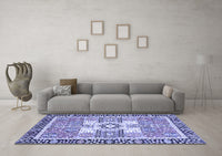 Machine Washable Abstract Blue Modern Rug, wshabs3291blu