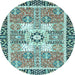 Round Abstract Light Blue Modern Rug, abs3291lblu