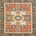 Square Abstract Dark Sienna Brown Modern Rug, abs3291