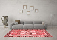 Machine Washable Abstract Red Modern Rug, wshabs3291red