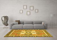 Machine Washable Abstract Yellow Modern Rug, wshabs3291yw