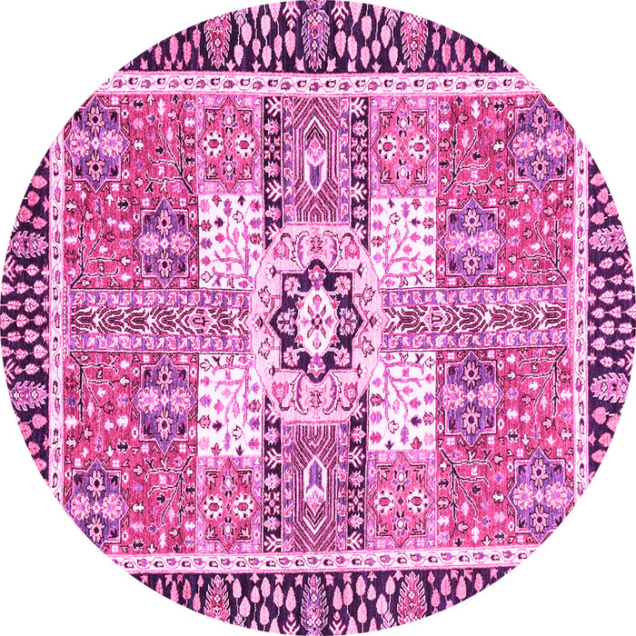 Round Abstract Pink Modern Rug, abs3291pnk