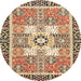 Round Abstract Dark Sienna Brown Modern Rug, abs3291