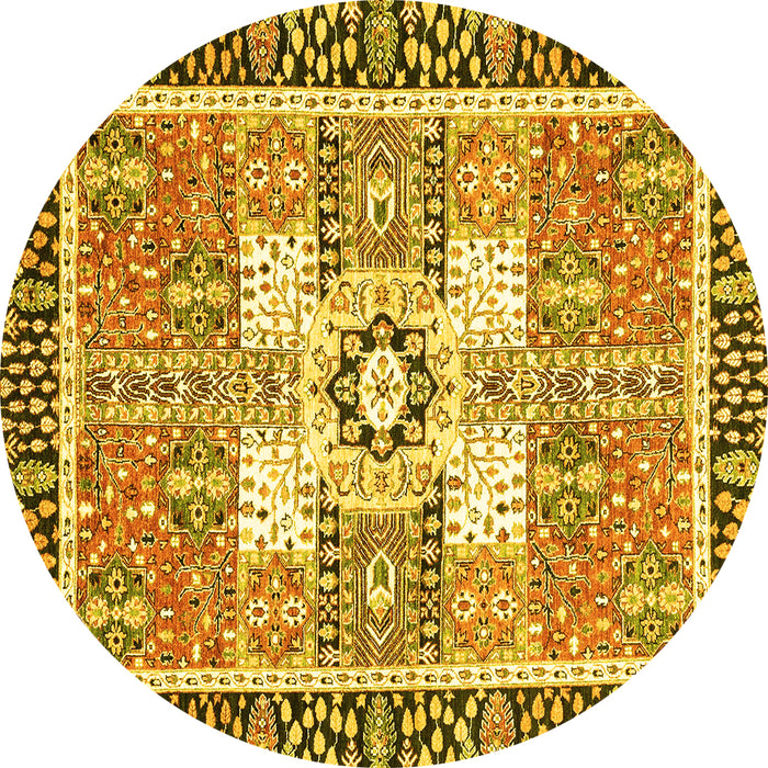 Round Machine Washable Abstract Yellow Modern Rug, wshabs3291yw