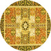 Round Machine Washable Abstract Yellow Modern Rug, wshabs3291yw