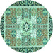 Round Abstract Turquoise Modern Rug, abs3291turq