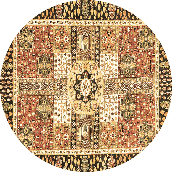 Round Abstract Brown Modern Rug, abs3291brn