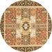 Round Abstract Brown Modern Rug, abs3291brn