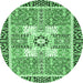 Round Abstract Emerald Green Modern Rug, abs3291emgrn