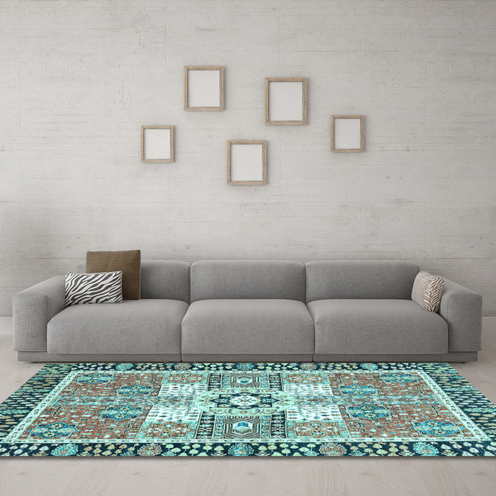 Machine Washable Abstract Light Blue Modern Rug in a Living Room, wshabs3291lblu