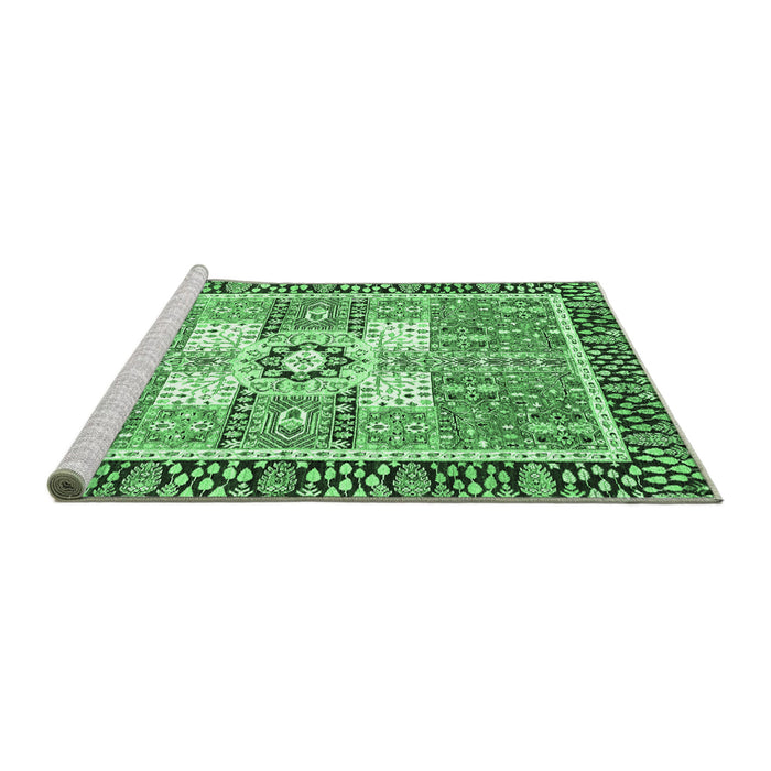 Sideview of Machine Washable Abstract Emerald Green Modern Area Rugs, wshabs3291emgrn