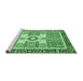 Sideview of Machine Washable Abstract Emerald Green Modern Area Rugs, wshabs3291emgrn