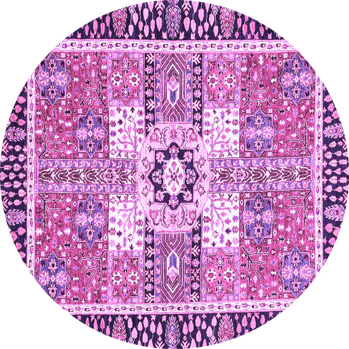 Round Machine Washable Abstract Purple Modern Area Rugs, wshabs3291pur