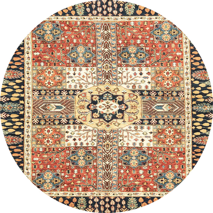 Round Machine Washable Abstract Dark Sienna Brown Rug, wshabs3291