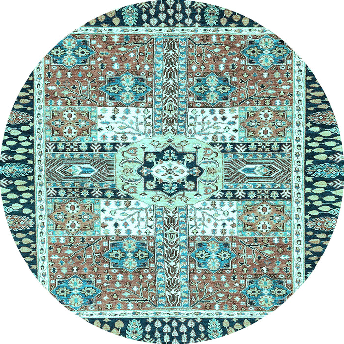 Round Machine Washable Abstract Light Blue Modern Rug, wshabs3291lblu
