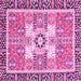 Square Machine Washable Abstract Pink Modern Rug, wshabs3291pnk