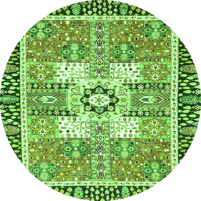Round Abstract Green Modern Rug, abs3291grn