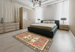 Abstract Dark Sienna Brown Modern Rug in a Bedroom, abs3291