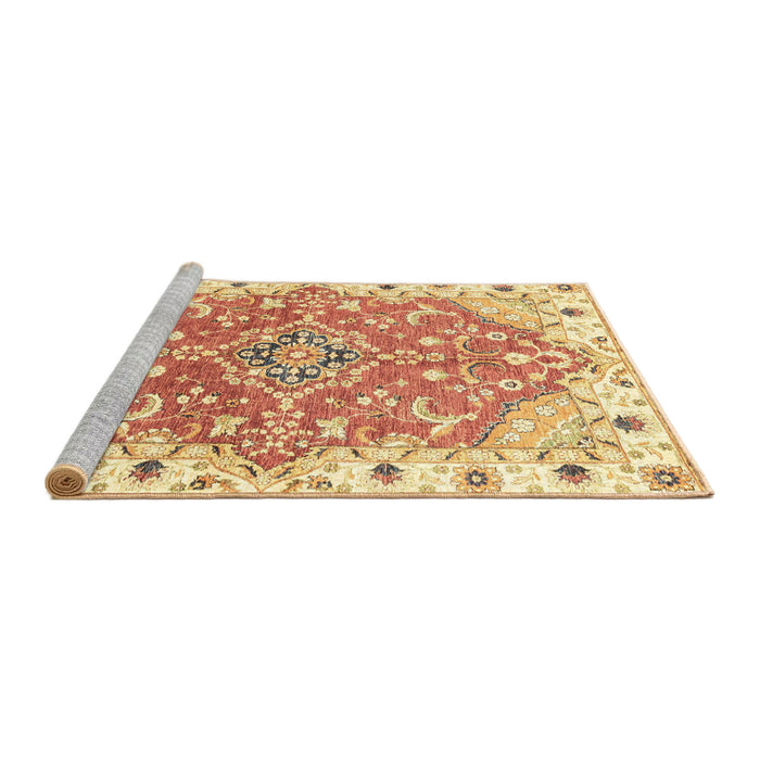 Sideview of Machine Washable Abstract Mustard Yellow Rug, wshabs3292