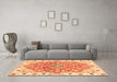 Machine Washable Abstract Orange Modern Area Rugs in a Living Room, wshabs3292org