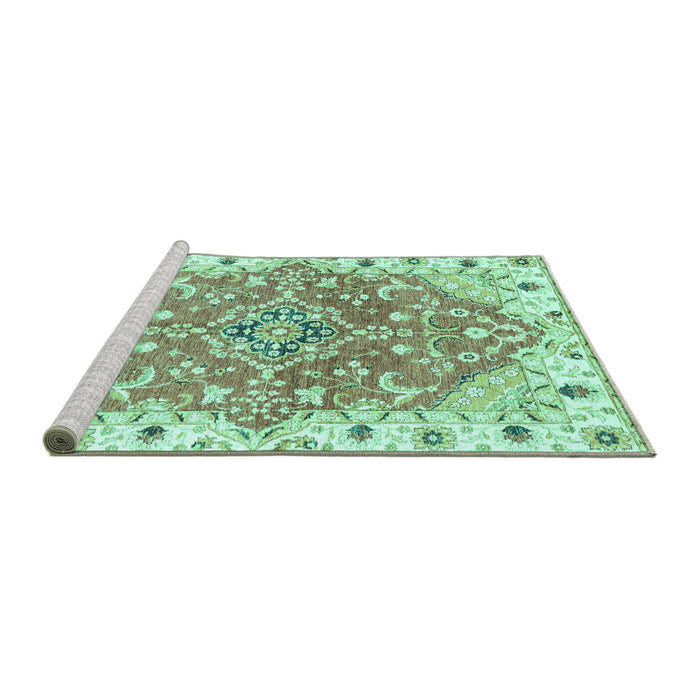Sideview of Machine Washable Abstract Turquoise Modern Area Rugs, wshabs3292turq