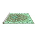 Sideview of Machine Washable Abstract Turquoise Modern Area Rugs, wshabs3292turq