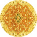 Round Abstract Yellow Modern Rug, abs3292yw