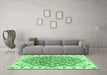 Machine Washable Abstract Emerald Green Modern Area Rugs in a Living Room,, wshabs3292emgrn