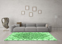 Machine Washable Abstract Emerald Green Modern Rug, wshabs3292emgrn