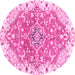 Round Abstract Pink Modern Rug, abs3292pnk