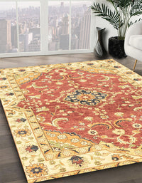 Abstract Mustard Yellow Modern Rug, abs3292