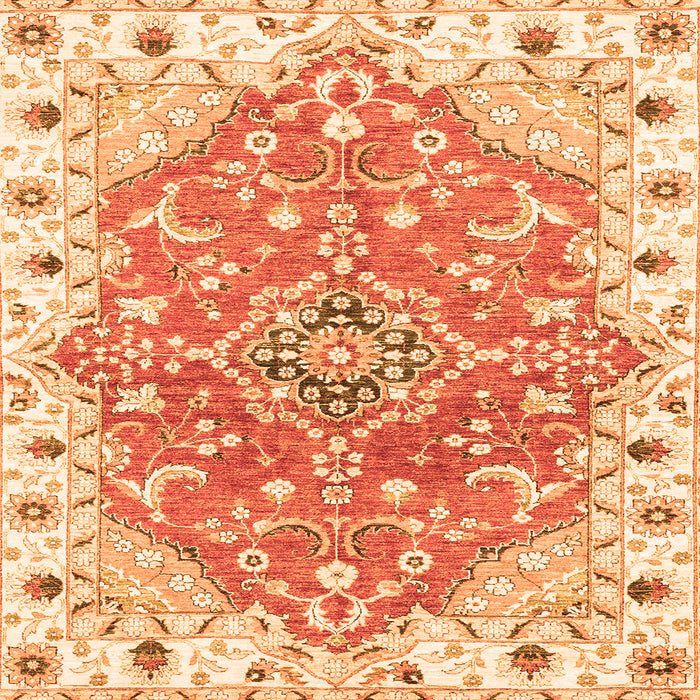 Square Machine Washable Abstract Orange Modern Area Rugs, wshabs3292org