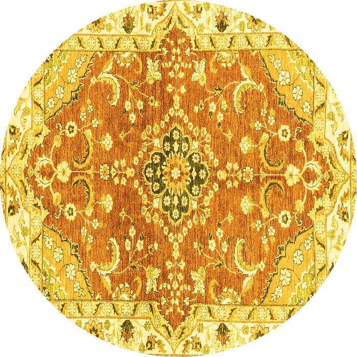Round Machine Washable Abstract Yellow Modern Rug, wshabs3292yw