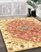 Machine Washable Abstract Mustard Yellow Rug in a Family Room, wshabs3292