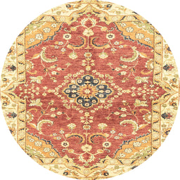 Round Machine Washable Abstract Mustard Yellow Rug, wshabs3292
