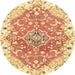 Round Machine Washable Abstract Mustard Yellow Rug, wshabs3292