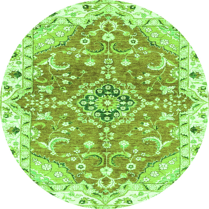 Round Machine Washable Abstract Green Modern Area Rugs, wshabs3292grn