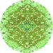 Round Machine Washable Abstract Green Modern Area Rugs, wshabs3292grn