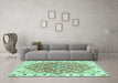 Machine Washable Abstract Turquoise Modern Area Rugs in a Living Room,, wshabs3292turq